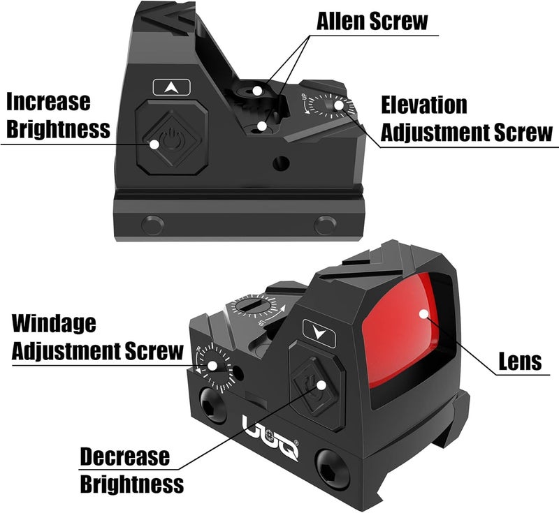 UUQ Mini Reflex Red Dot Sight Shake Awake Optic Sight for Rifles, Pistols and Shotguns 2MOA,12 Brightness Adjustment Red Dot Scope,Suitable for RMR or 20mm Picatinny/Weaver Rail… - Image 4